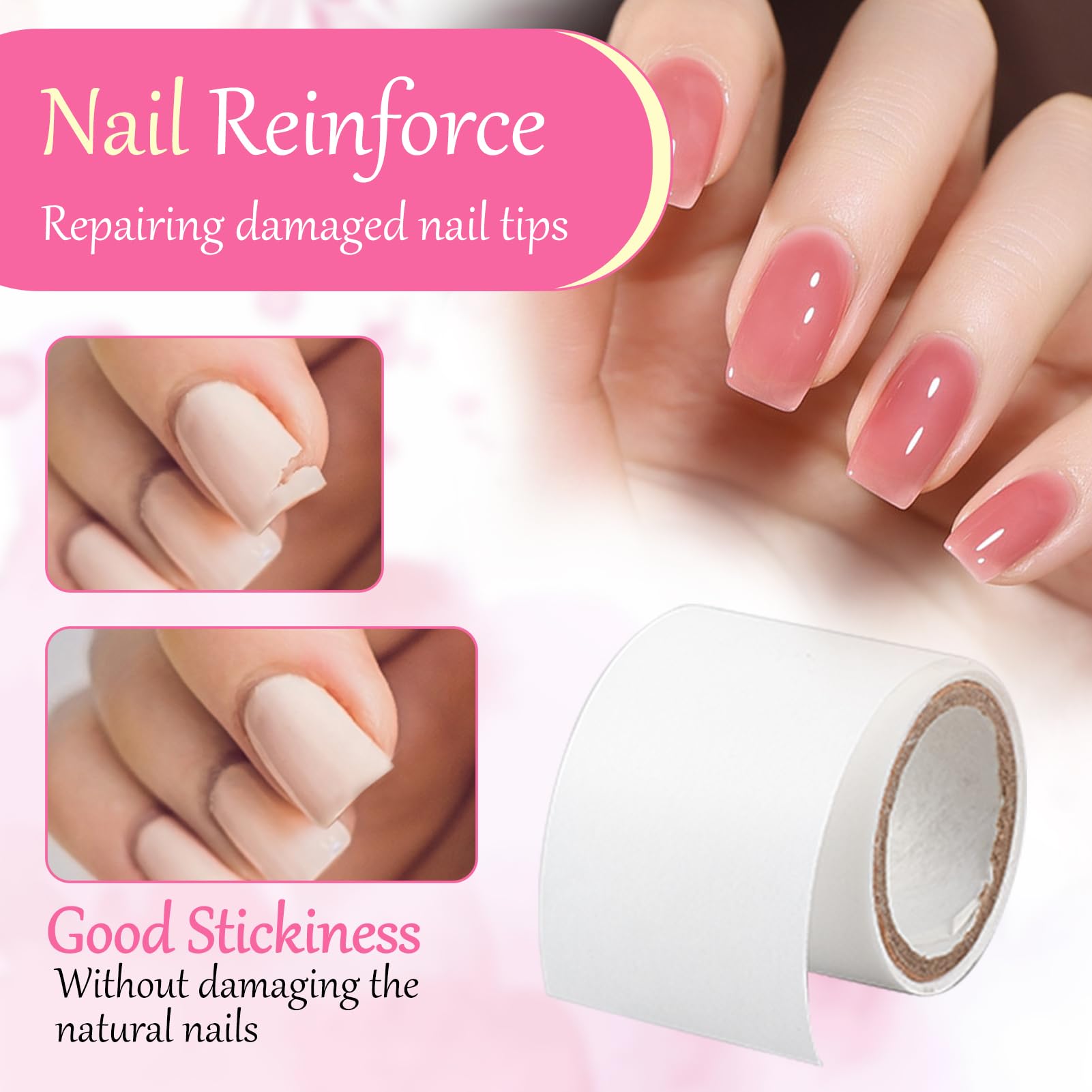 NICENEEDED 4 Rolls Self-Adhesive Silk Nail Wrap Set - Easy Trim Nail Tips Repair Bandage Tape, Fiberglass Nail Art Extension Stickers for Strong & Beautiful Nails | Perfect for DIY Manicures, Salon Use & Nail Design
