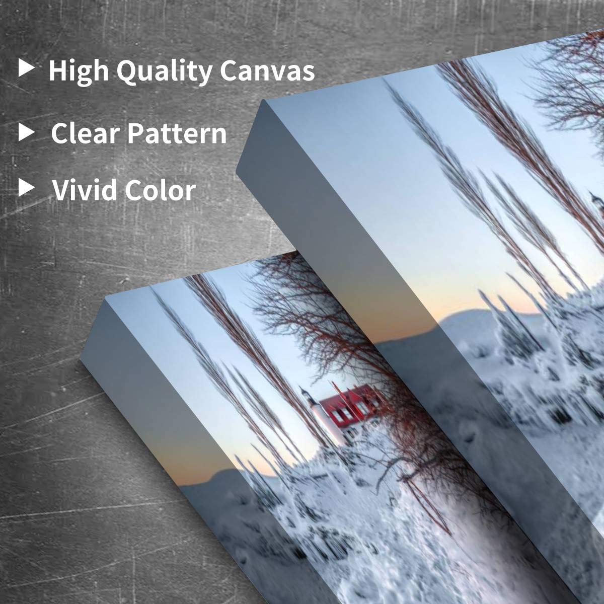 Michigan Winter Lighthouse on Great Lakes Canvas Wall Art - Modern 3 Panel Painting for Office, Living Room & Bedroom Decor - Coastal Landscape Artwork for Home & Workspace