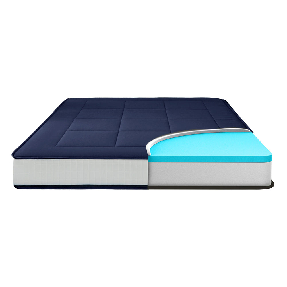 MAXYOYO Japanese Floor Futon Mattress - Thick Padded & Portable Navy Blue Floor Bed for Guest Room, Dorm, Camping & Travel