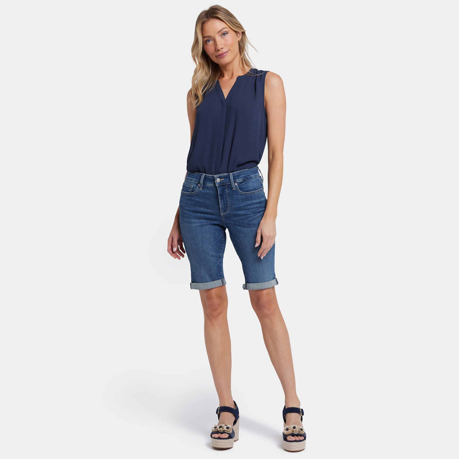 Briella 10 Inch Denim Shorts for Women - Petite Fit, Valencia Surf Style | Perfect for Beach, Summer Outfits & Casual Wear