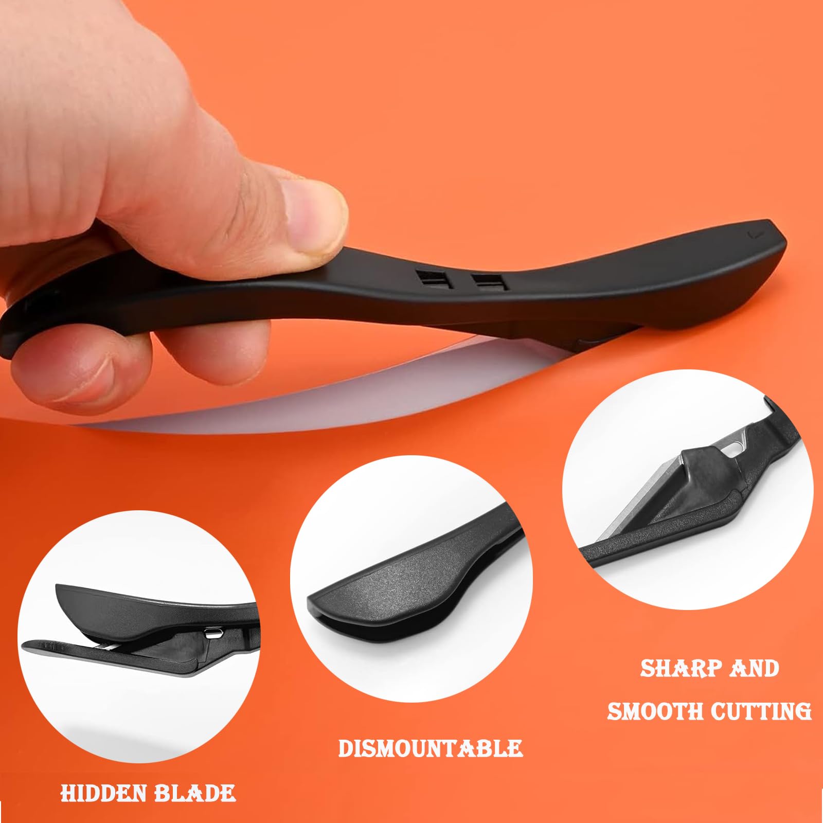 YVPSI Wrapping Paper Cutter - 3-Piece Vinyl Film Cutting Tool for Gift Wrapping & Car Wraps - Safety Knife for Thick Large Rolls (Black) - Perfect for Holiday Gifts, DIY Projects & Professional Vinyl Installation