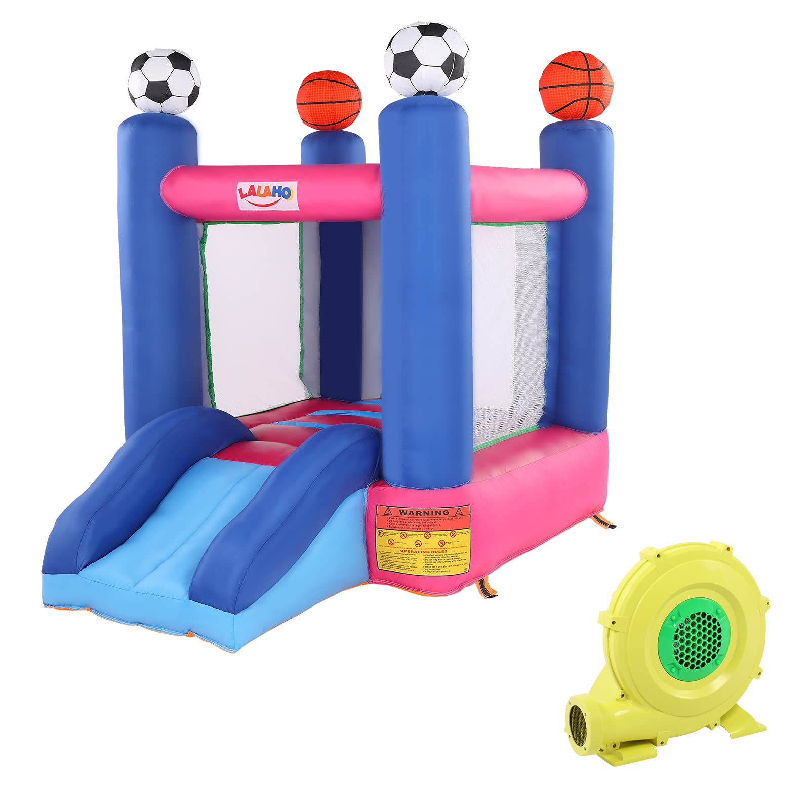 **JIMUPARK Inflatable Bounce House with Slide & Basketball Hoop - Kids Outdoor Play Castle with Air Blower, Football Area - Perfect for Backyard Parties, Birthdays & Family Fun**