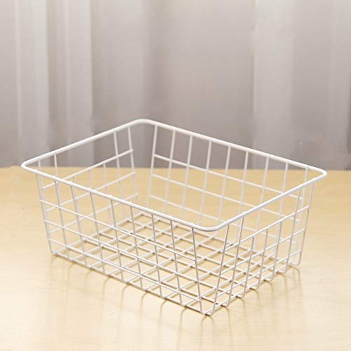 Wrought Iron Bath Storage Basket - White for Home & Snack Storage