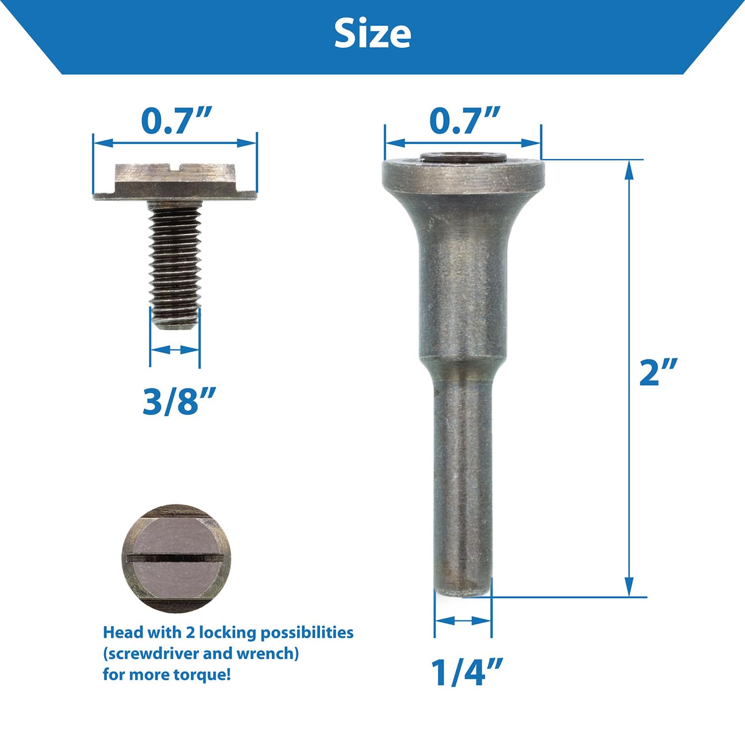 TJR© 3/8-Inch Arbor Hole & 1/4-Inch Stem Mounting Mandrel for Cut-Off Wheels - Dual Locking Options with Screwdriver & Wrench - Die Grinder Arbor Set (3 Pack) - Perfect for Metal Cutting, Grinding & DIY Projects