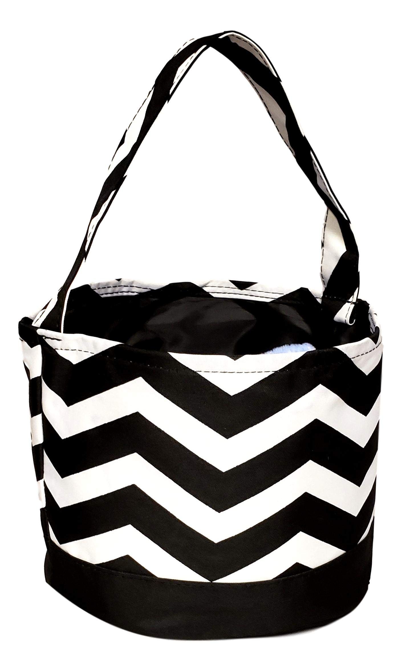Easter Basket Fabric Bucket Tote Bag - Black Chevron Design for Women, Gift, Shopping & Travel | Perfect for Easter Gifts, Grocery Shopping, Beach Trips & Daily Use