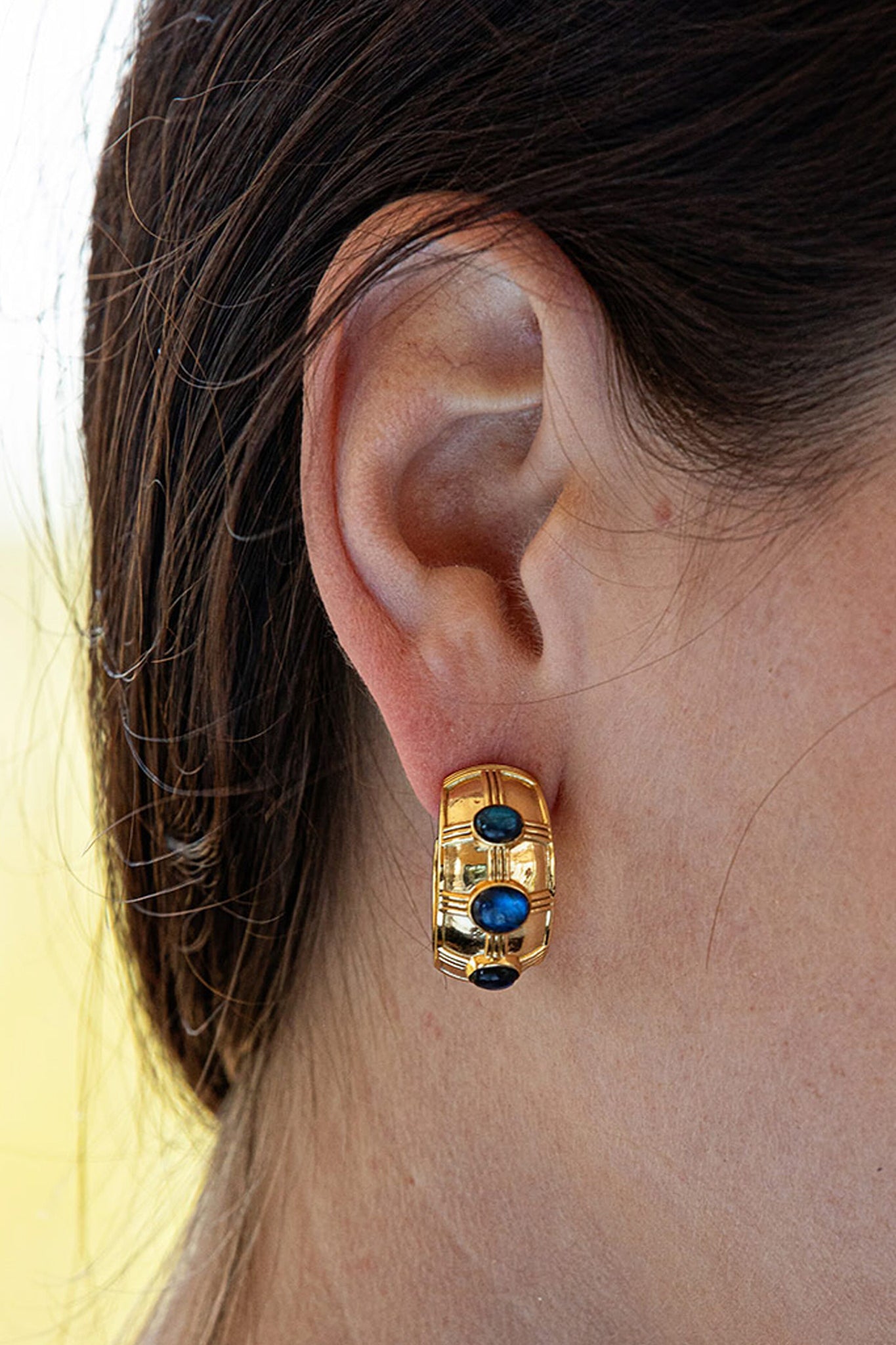 Blue Labradorite Cleopatra Bold Hoop Earrings | Handmade Boho Statement Jewelry for Women | Perfect for Parties, Weddings & Special Occasions