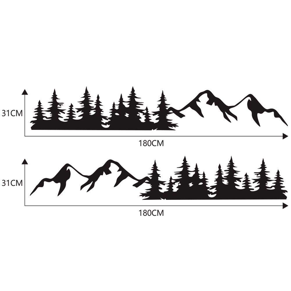 2-Pack Black Mountain Tree Forest Vinyl Car Decals - Waterproof Stickers for RV, Truck, Camper & Trailer Windows - Perfect for Outdoor Enthusiasts & Road Trips