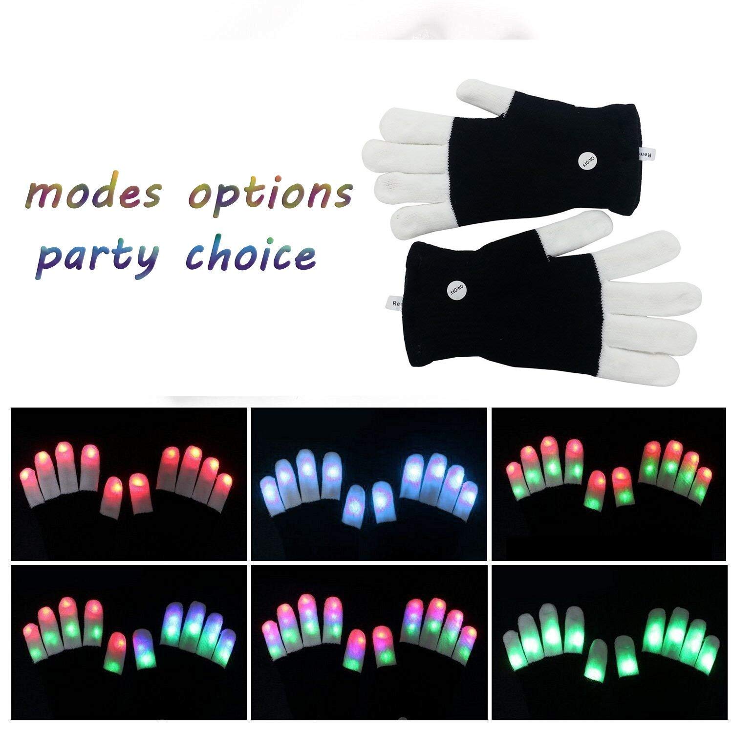 LED Finger Light Up Gloves for Rave & Parties - Cool Skeleton Hand Gloves for Kids & Adults - Perfect for Halloween, Concerts, Night Events & Dance Performances