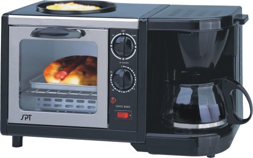 Sunpentown Stainless Steel 3-in-1 Breakfast Maker - Electric Sandwich Grill, Waffle Iron & Panini Press for Quick & Easy Breakfast at Home, Office or Dorm