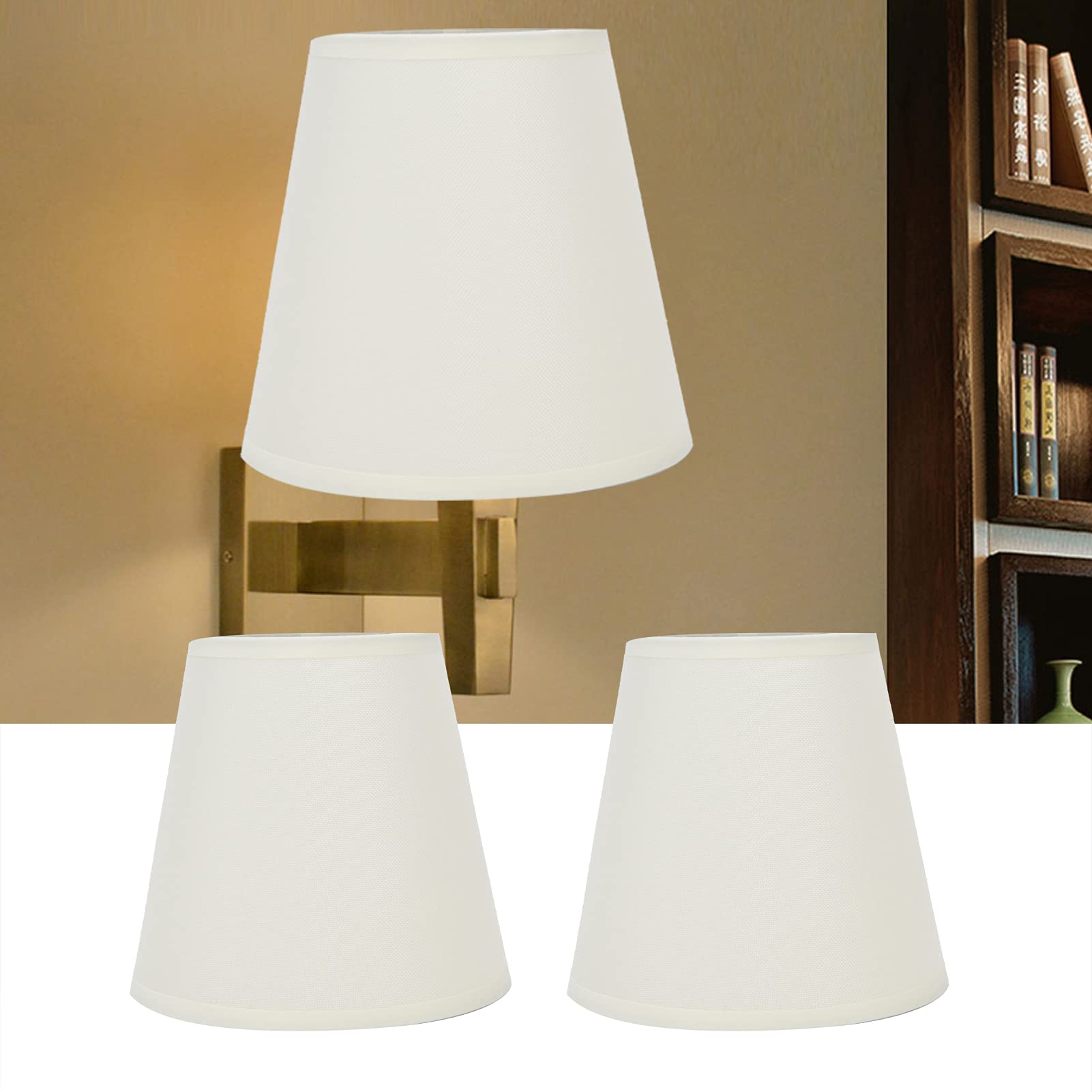 Alvinlite 2-Pack Fabric Drum Lamp Shades - Clip-On Table & Wall Light Covers for Bulbs & Candles (Yellow) - Perfect for Bedroom, Living Room, and Office Lighting Decor