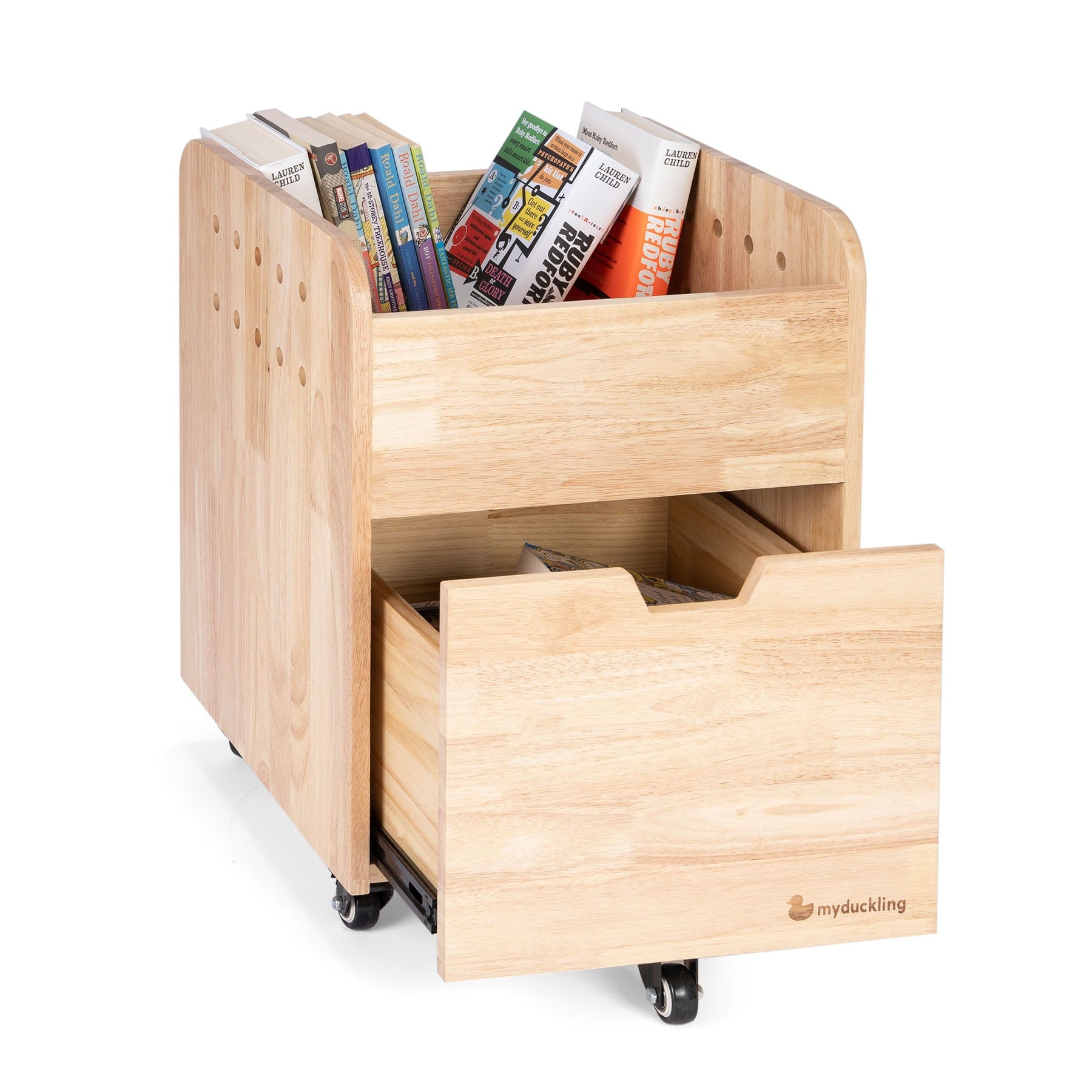 NALA Solid Wood Rolling Cart - Sturdy & Stylish Kitchen, Bathroom, or Office Organizer - Perfect for Storage, Display, and Mobility
