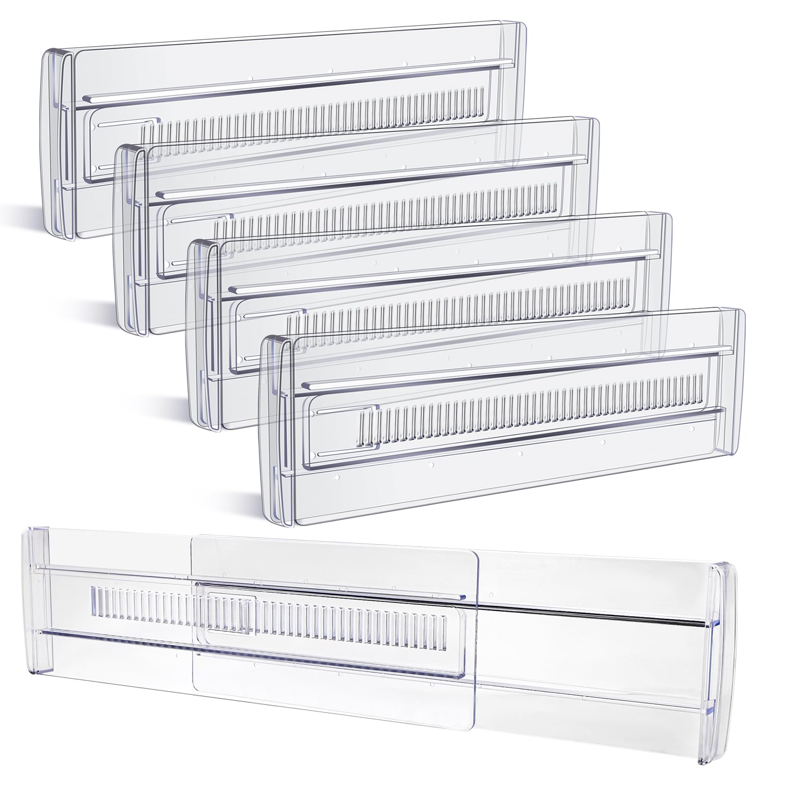 Adjustable Drawer Dividers 4 Pack - Expandable from 11.3 to 20 Inches, 3.2