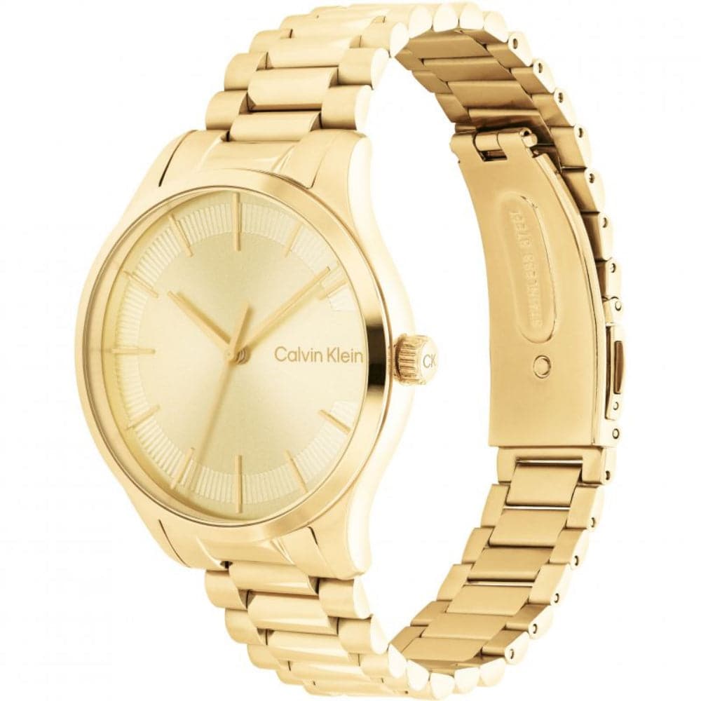 Calvin Klein Gold Dial Stainless Steel Strap Unisex Watch 25200043 - Stylish Luxury Timepiece for Men & Women - Perfect for Office, Party & Everyday Wear