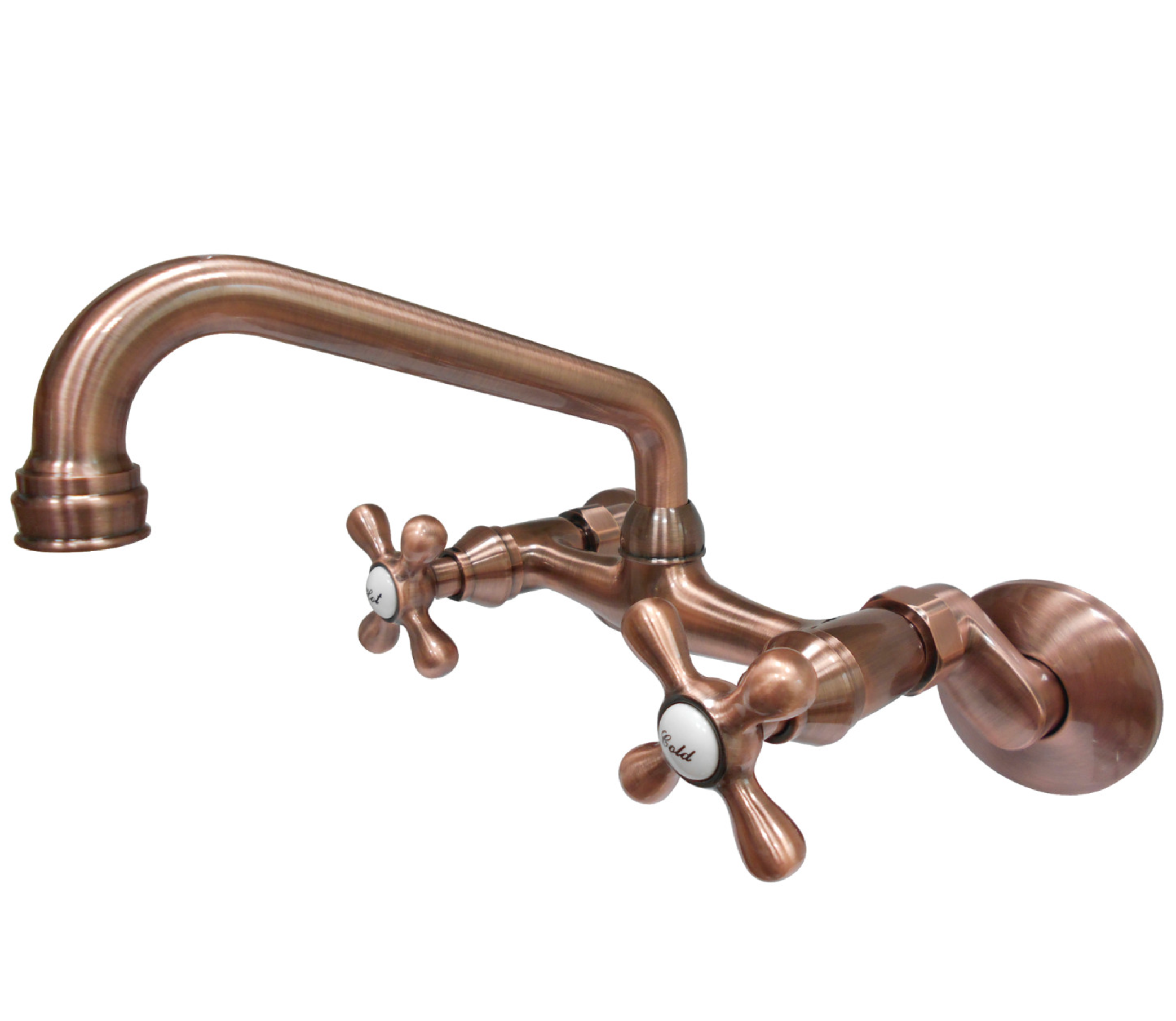 Stainless Steel Double Handle Wall Mount Kitchen Faucet - High Arc Brushed Nickel Sink Faucet for Modern Farmhouse & Commercial Kitchens