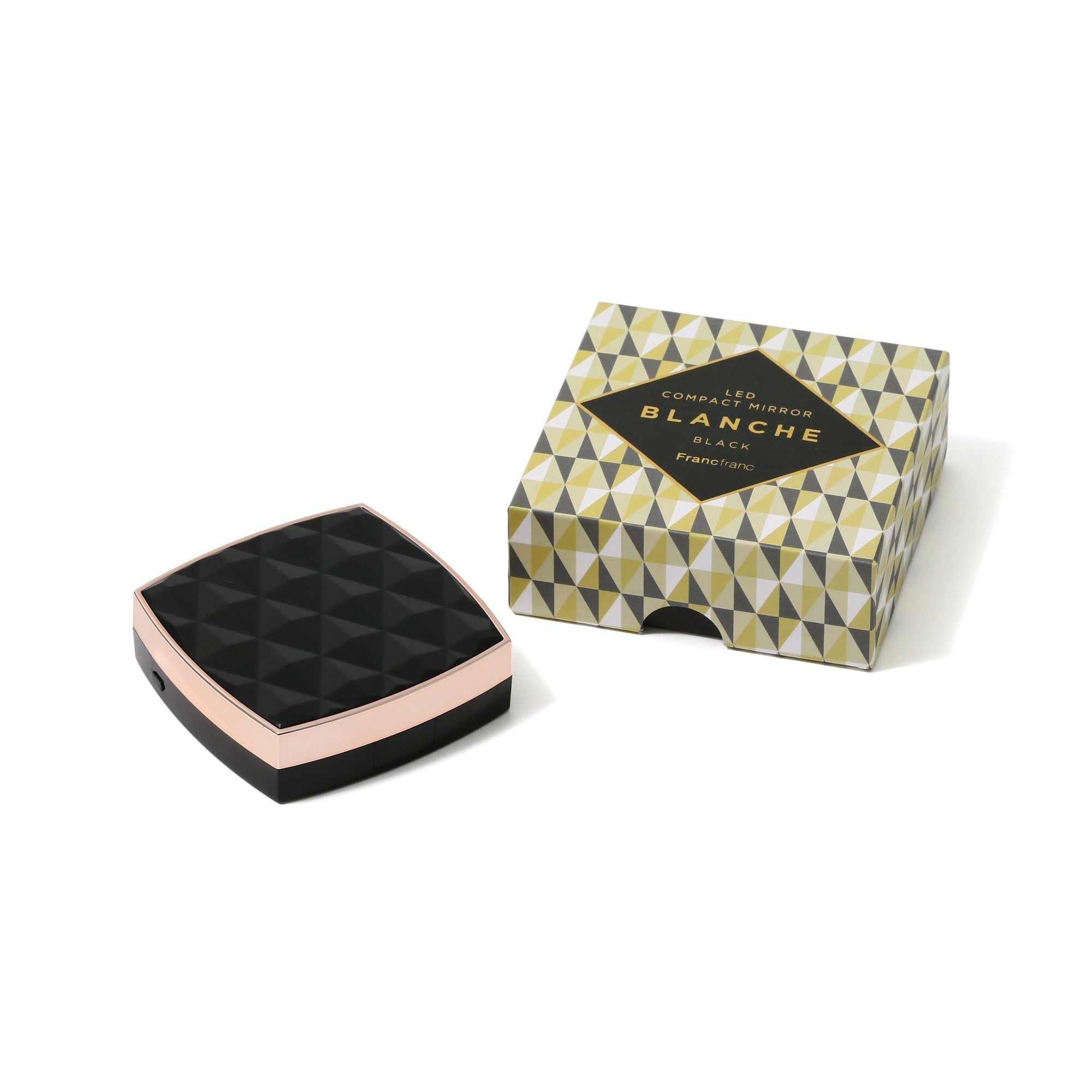 Blanche LED Compact Mirror with Bright Light - Portable Makeup Mirror for Travel, Home, and Vanity - Black