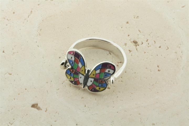 Enamel Silver Flip Ring with Butterfly Design - Elegant Jewelry for Women, Perfect for Parties, Weddings & Everyday Wear