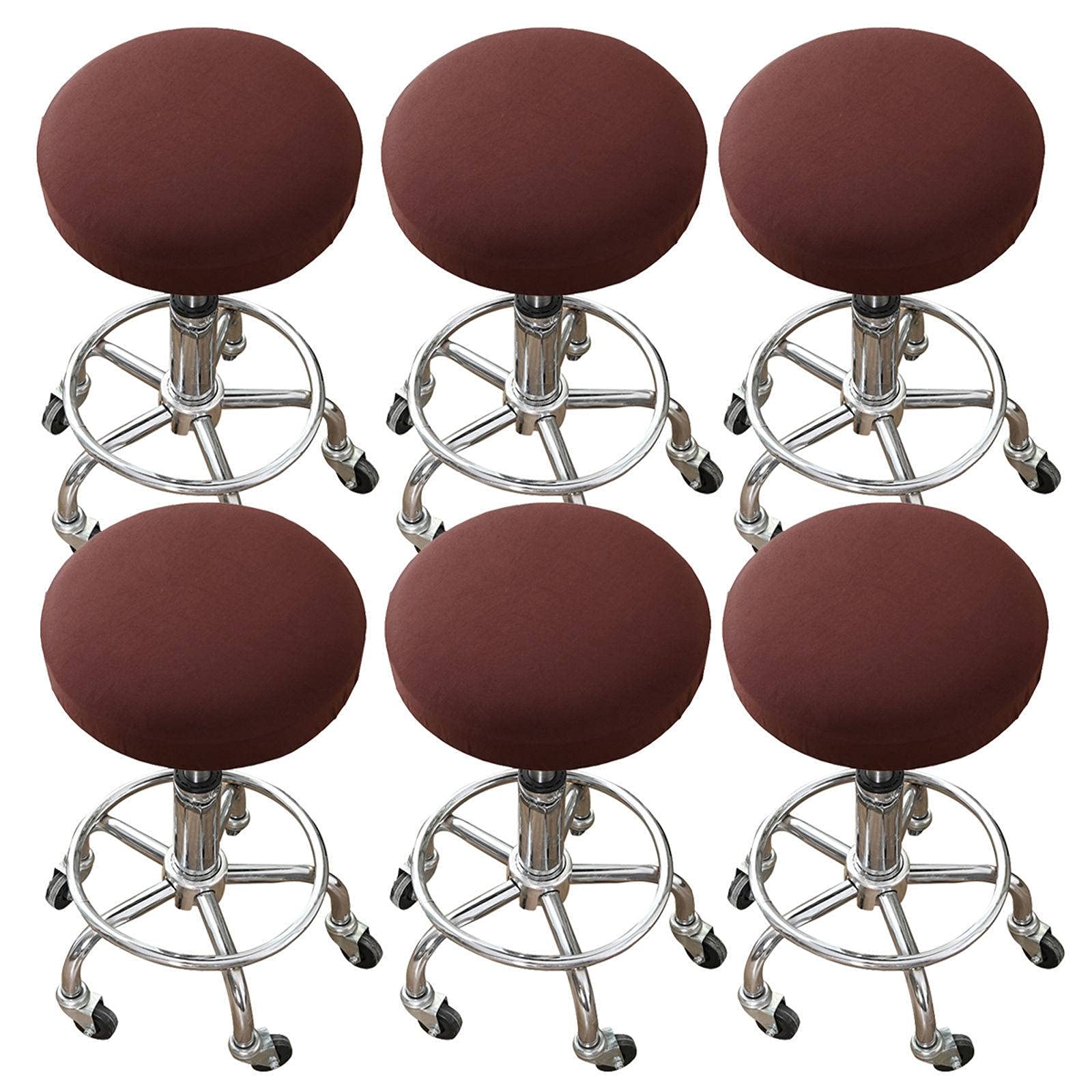 HALOUK Round Bar Stool Covers - 6 Pack Stretchable, Soft, Anti-Slip & Washable Seat Covers for Home, Hotel & Coffee Shop Use - Perfect for Dining, Kitchen & Bar Counter Stools