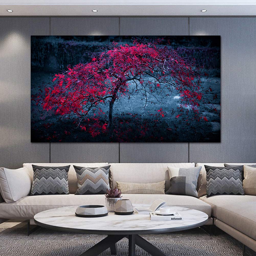 Large Framed Tree Wall Art - Nature Scenery Canvas Painting for Living Room & Bedroom Decor - Ready to Hang Wall Décor - Perfect for Home, Office, and Gift Giving
