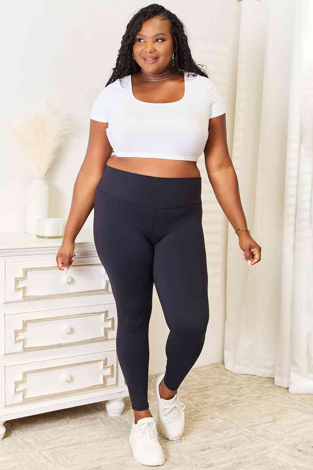 High Waist Yoga Pants for Women - Breathable Workout Leggings with Wide Comfortable Waistband | White & Black | Perfect for Gym, Running, Pilates & Lounge Wear