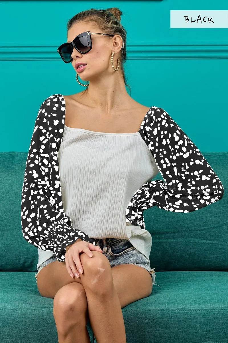 BiBi Ribbed Leopard Print Long Sleeve Tops for Women | Trendy Casual & Party Wear | Perfect for Date Night, Office Outfits & Weekend Brunch