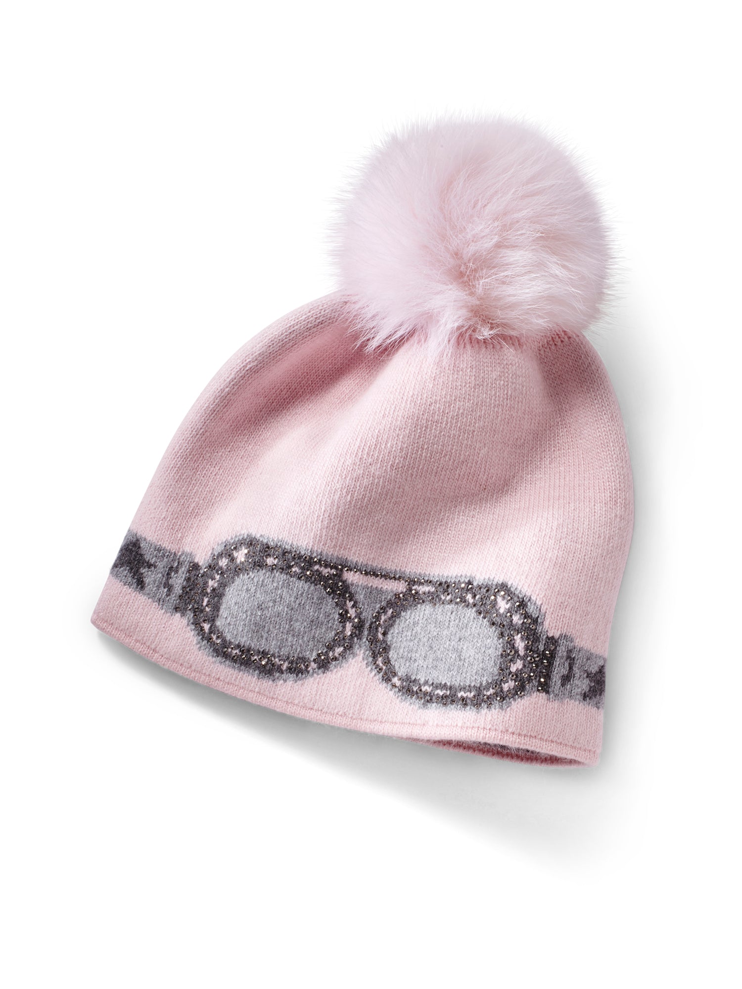 Stylish Sunglass Pom Knit Hat - Winter Beanie with Attached Sunglasses for Outdoor Activities, Skiing, and Snowboarding