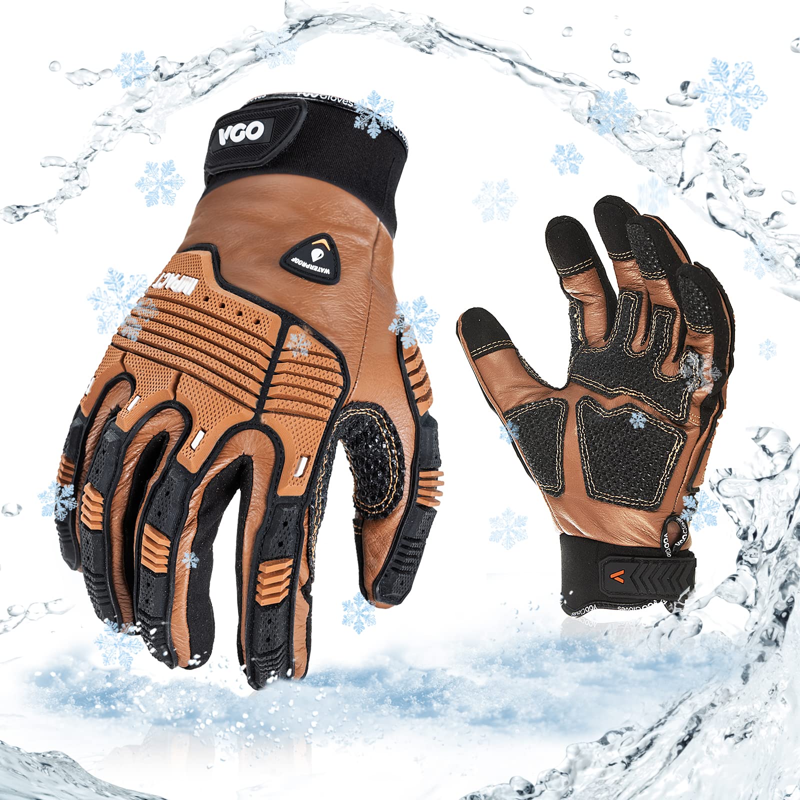 Coldproof Winter Work Leather Gloves -20℃/-4°F, Anti-Vibration Impact Gloves, Water Resistant for Construction & Outdoor Use (CA7722FW) - Ideal for Snow Removal, Woodworking & Heavy Duty Tasks
