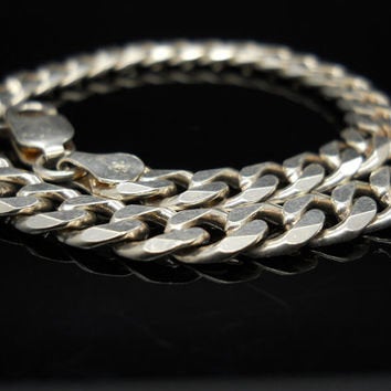 925 Solid Sterling Silver Extra Heavy Curb Chain Bracelet - 8mm or 9mm/10mm Width - Unisex Men's & Women's Real Silver Jewelry - Handmade in USA - Perfect for Gifts, DIY Jewelry Making & Everyday Wear