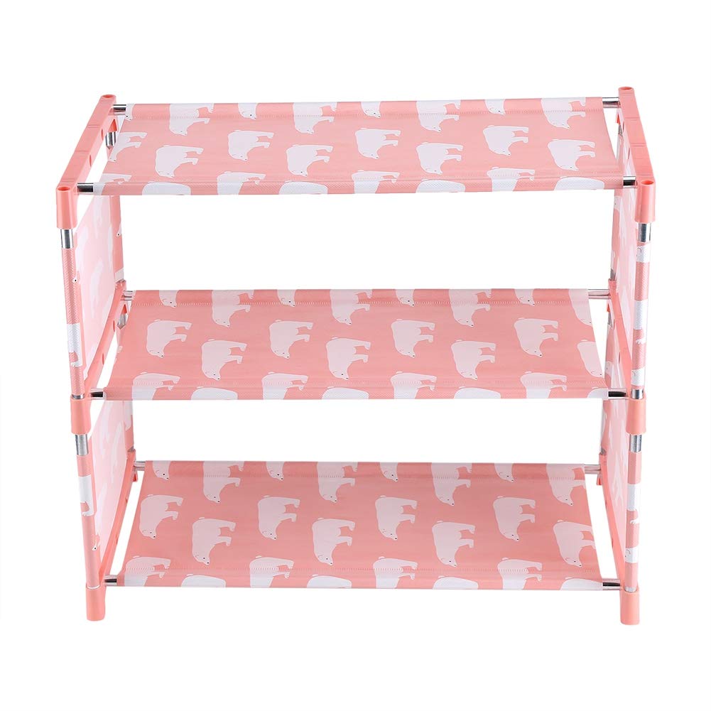 DIY Shoe Rack Organizer - Anti-Dust Shoe Storage Shelf with Pink Polar Bear Design | Space-Saving Shoe Organizer for Closet, Entryway & Bedroom