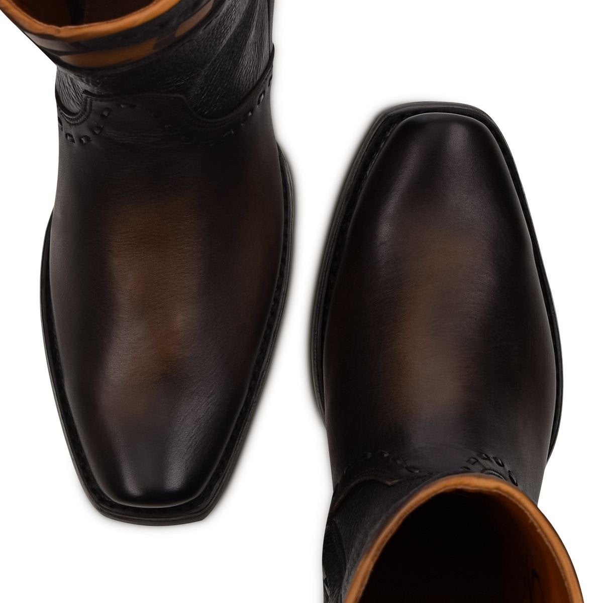 Men's Cuadra Black & Brown Casual Cowboy Leather Zip Ankle Boots - Stylish Western Boots for Everyday Wear, Outdoor Adventures & Country Events