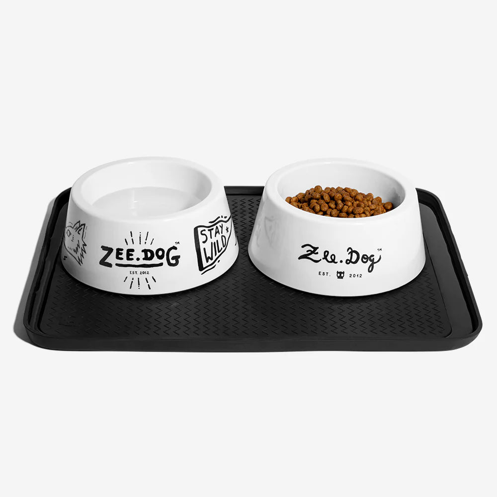 Zee.Dog Black Dish Mat with Ant Barrier - Non-Slip Pet Feeding Mat for Dogs & Cats - Perfect for Kitchen, Outdoor, and Travel Use