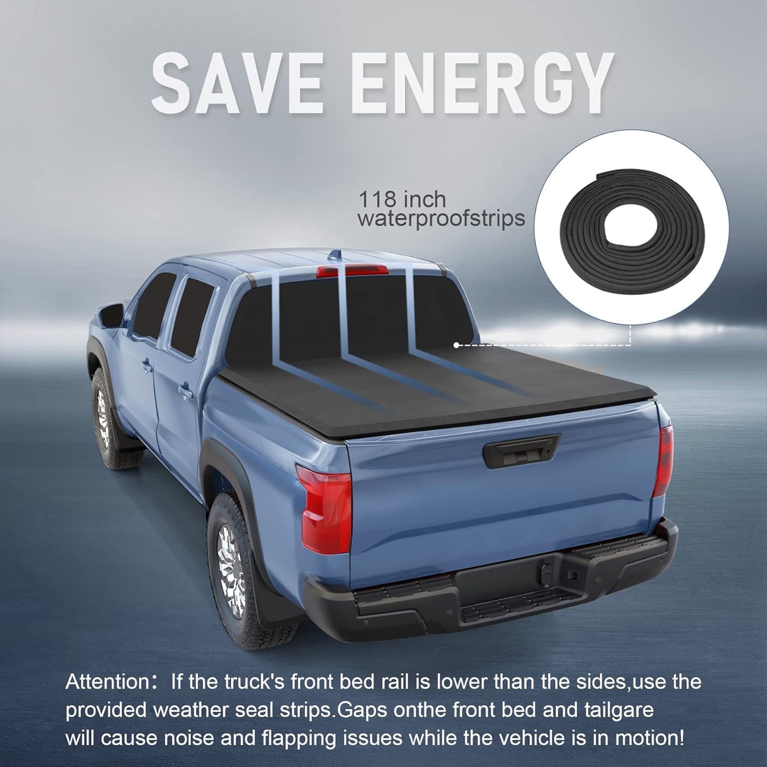 CARMOCAR Soft Tri-Fold Truck Bed Cover for 2007-2021 Toyota Tundra 5.5FT | Waterproof Pickup Truck Tonneau Cover with LED Lights | Durable Bed Accessories for Camping & Hauling