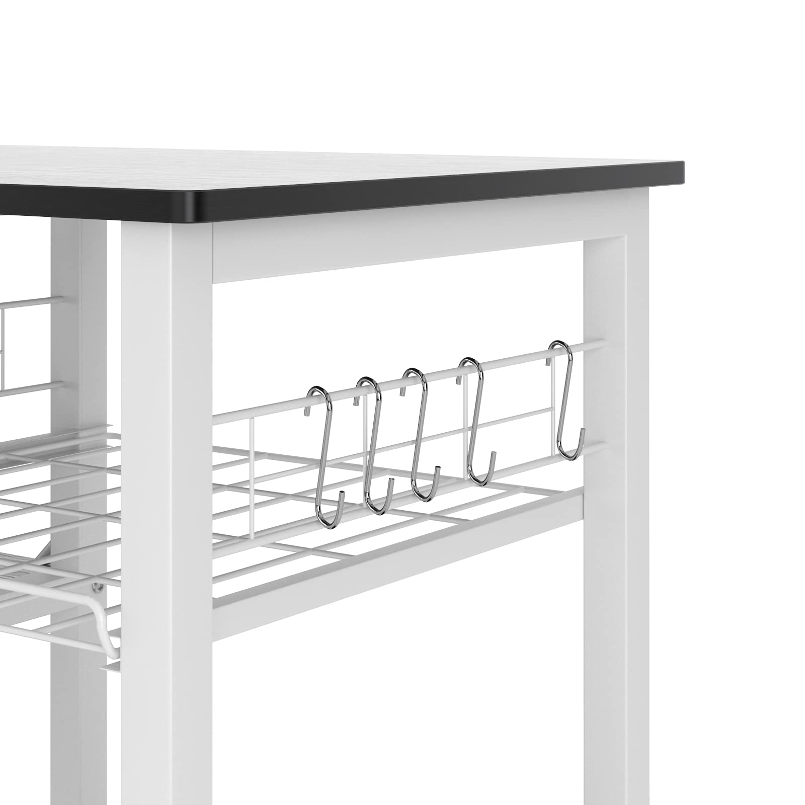 Soges Black Microwave Cart Stand with Shelves - Multi-Functional Kitchen Storage Organizer for Baking, Spices & Small Appliances - Perfect for Small Kitchens, Apartments & Dorm Rooms