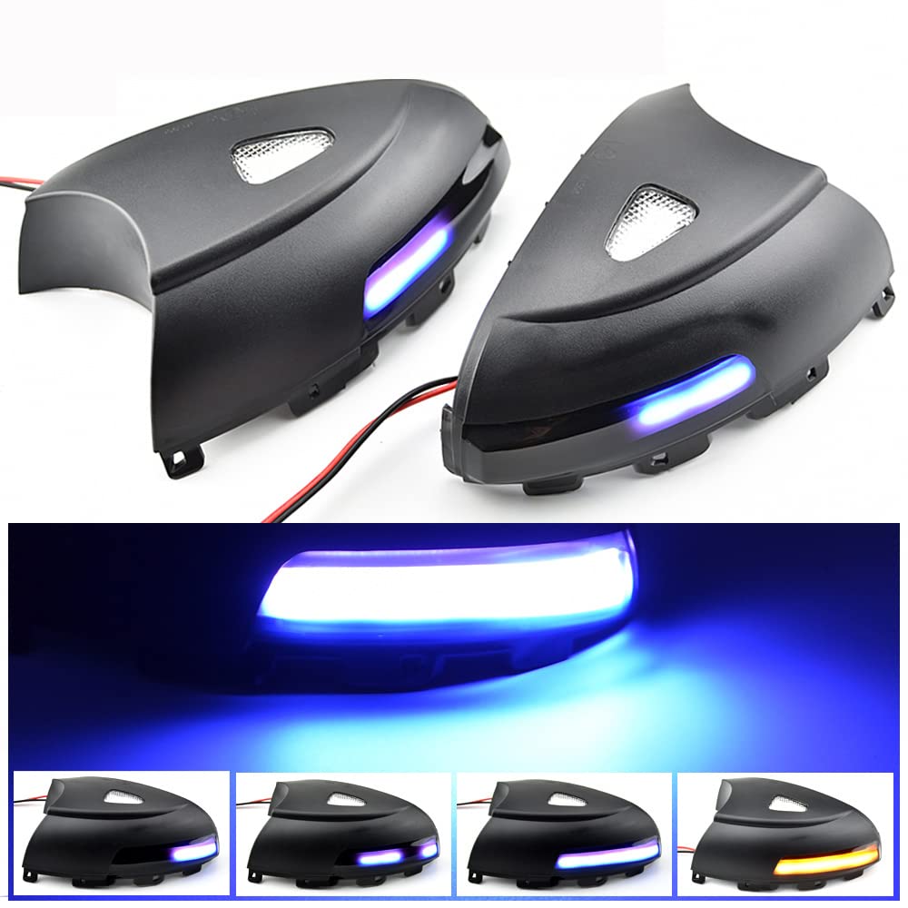 VW Sharan 2012-2015 & Tiguan 2008-2016 LED Side Mirror Turn Signal Light - Dynamic Blue-Yellow Indicator Repeater Lamp for Enhanced Safety & Style | Perfect for Night Driving & Custom Car Upgrades