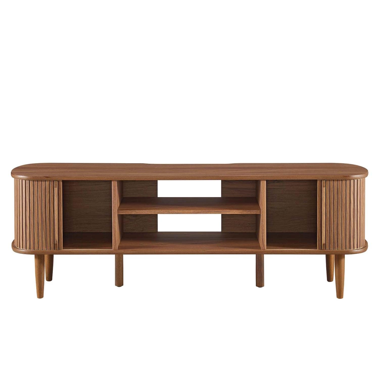 Modway Contour Mid-Century Modern TV Stand - Walnut Finish, 15 x 54.5 x 18.5 Inches - Perfect for Living Room, Bedroom & Home Theater Entertainment Centers