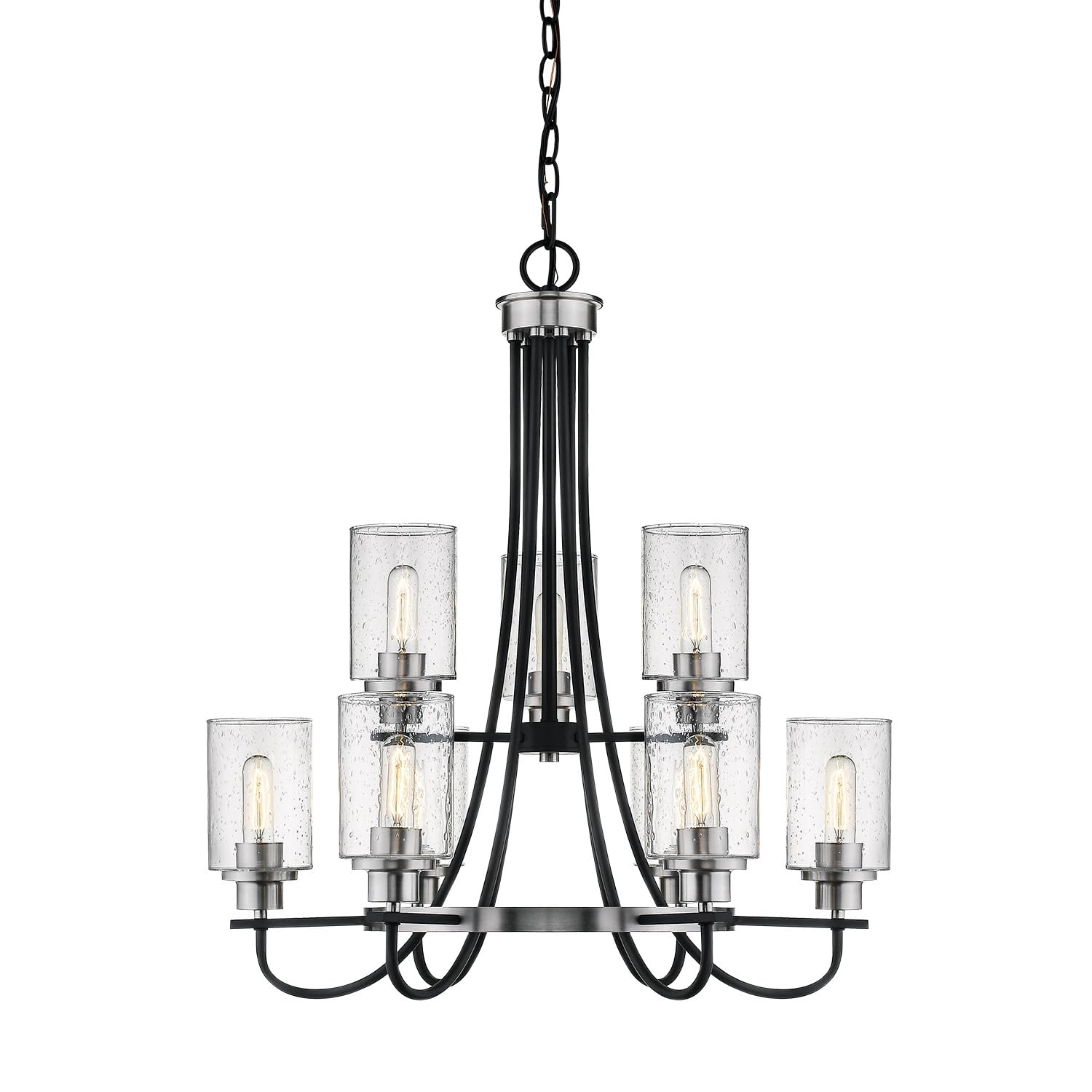 Millennium 3509-MB/BN 9-Light Modern Black Chandelier - Elegant Ceiling Lighting Fixture for Dining Room, Living Room & Bedroom