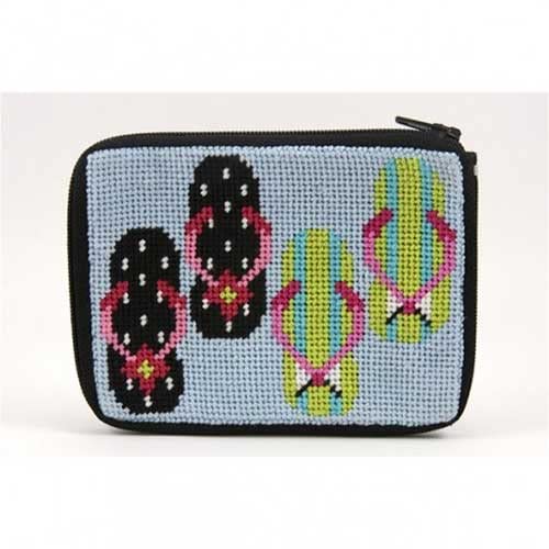 Stylish Coin Purse with Flip Flops Design - Premium Needlepoint Craft Kit for DIY Enthusiasts | Perfect for Gift Giving, Travel Accessories & Creative Hobbies