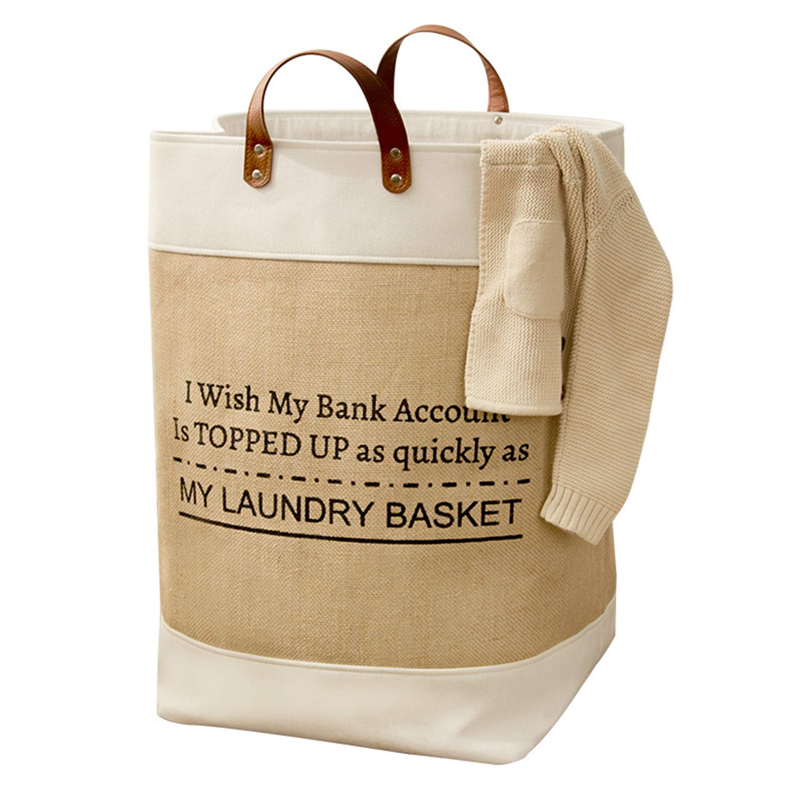 Eco-Friendly Lightweight Clothes Sack with Faux Leather Handles - Khaki Storage Pouch for Travel, Home Organization & Gift Giving