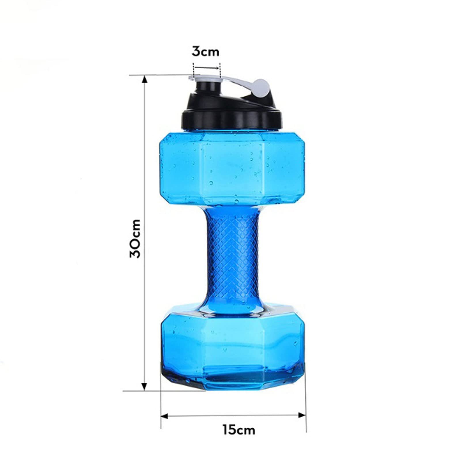 CHDWEY 1L Dumbbell-Shaped Water Bottle - Leakproof Sports & Fitness Drink Bottle for Men & Women - Ideal for Gym, Outdoor Camping & Hiking (Blue)