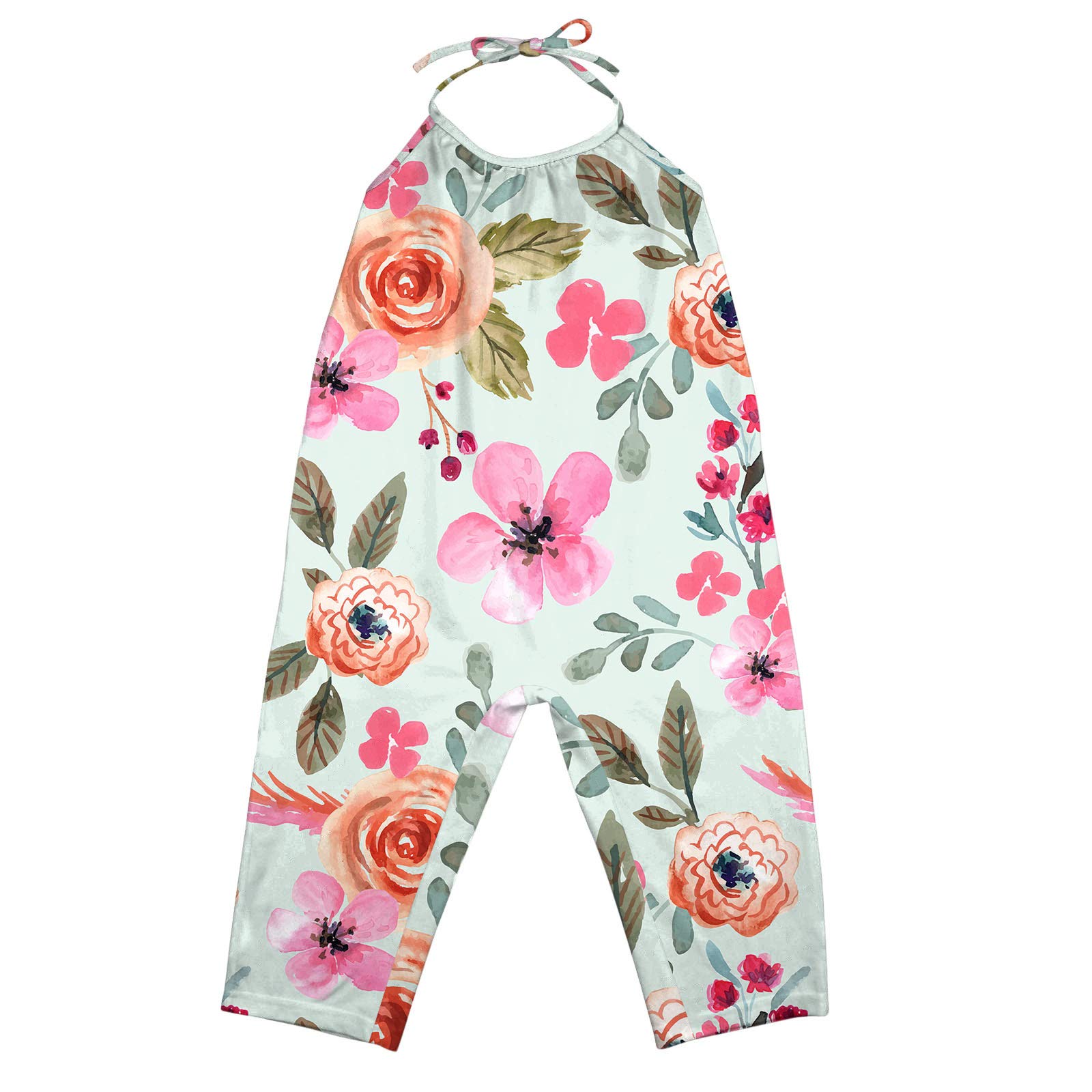 Toddler Girls Floral Strap Romper Jumpsuit - Summer Outfits for Baby & Kids (Multicolor, 4-5 Years) - Perfect for Beach, Park & Outdoor Play