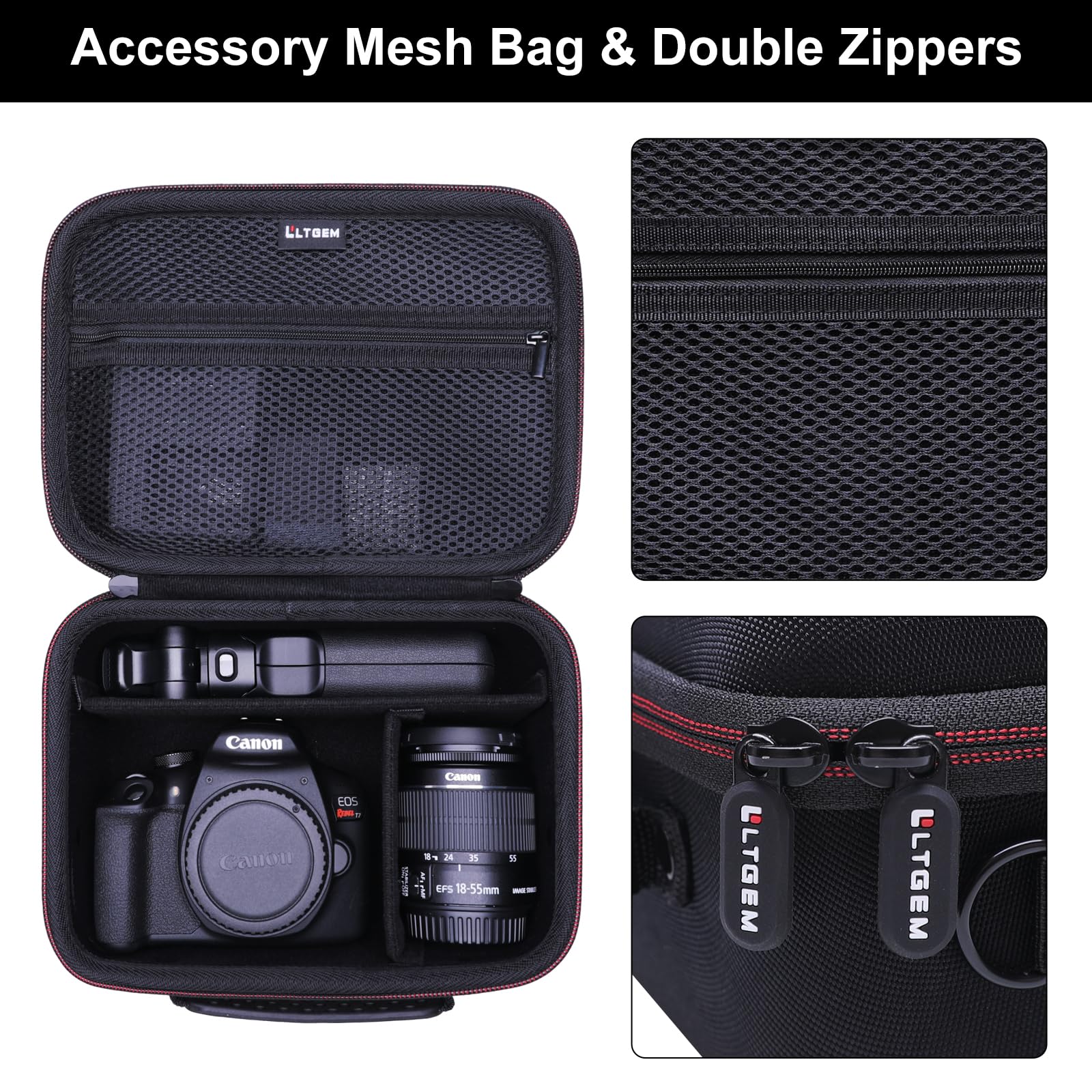 Premium DSLR Camera Case Compatible with Canon EOS Rebel T7/R100/R50/R5/R6 Mark II/R7/R8/90D/5D Mark IV, Sony & Nikon DSLR Cameras - Includes 4 Adjustable Dividers & Shoulder Strap (Black) - Perfect for Travel, Photography Sessions & Equipment Protection