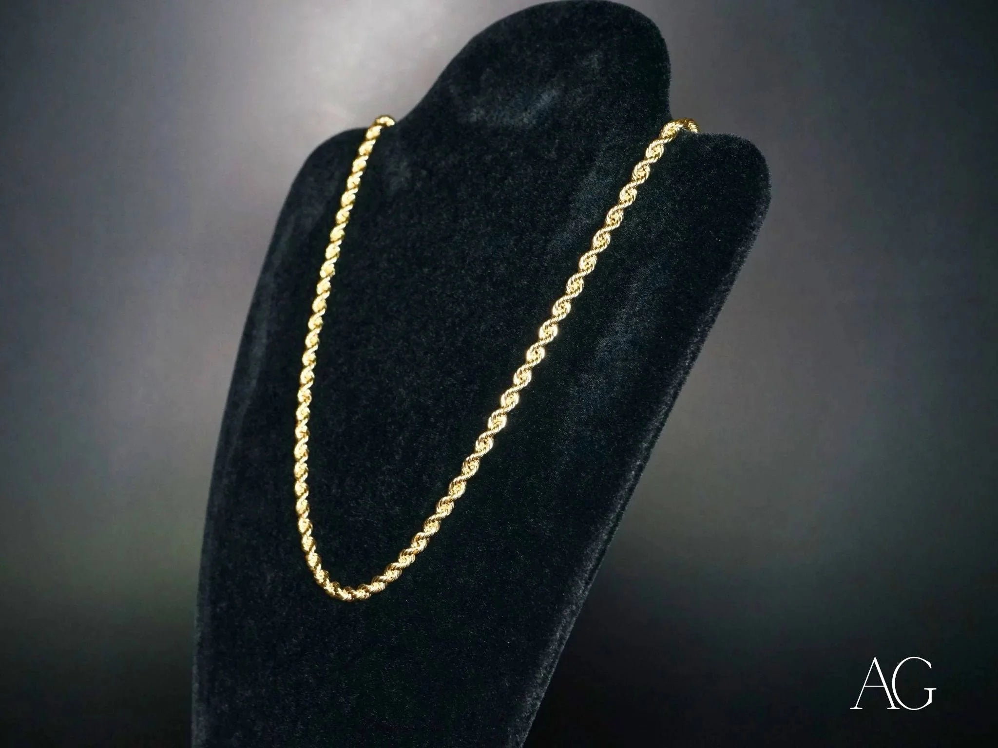 14K Solid Gold 16-Inch Rope Chain Necklace for Women - Timeless Elegant Jewelry Gift for Birthday, Anniversary & Special Occasions