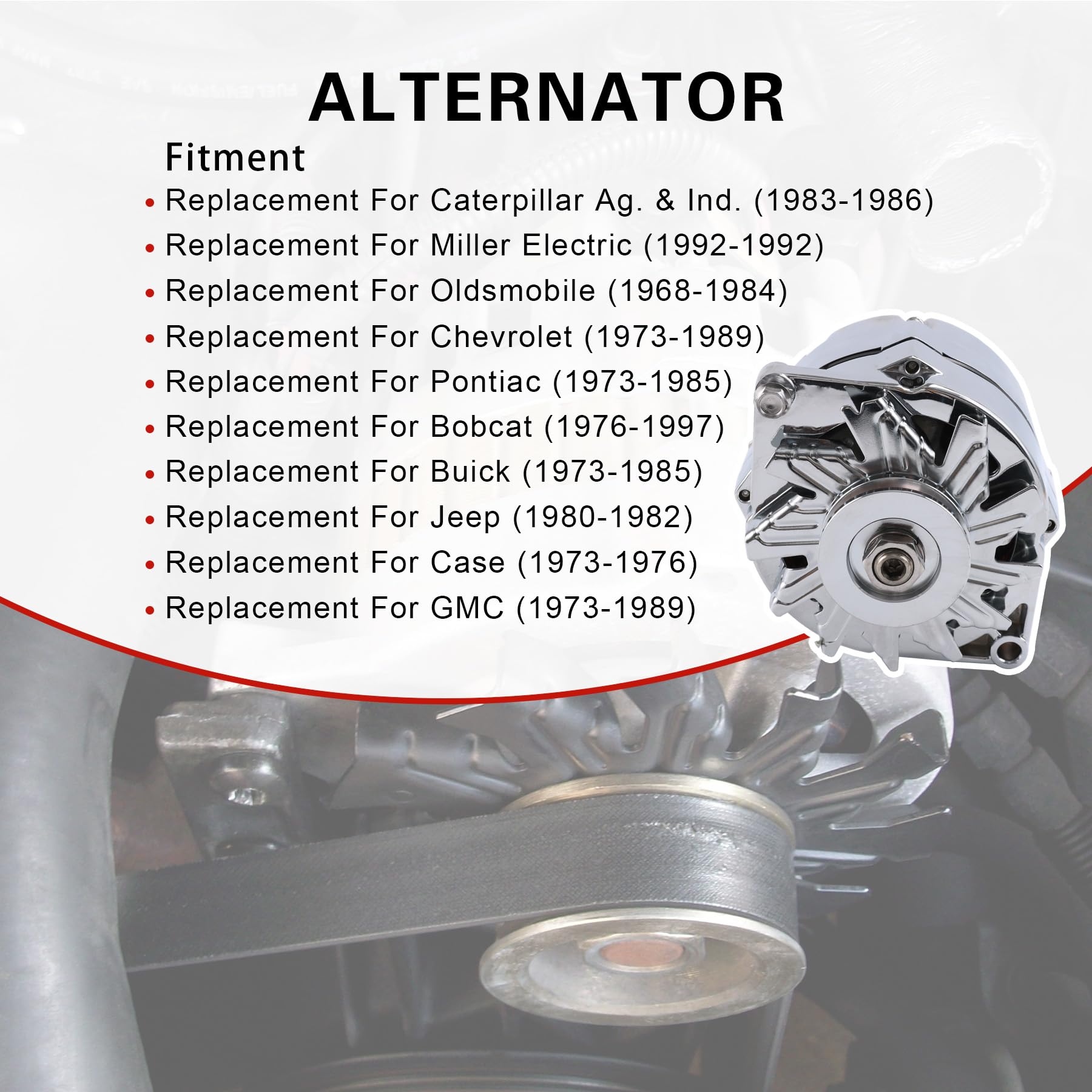 JDMSPEED High Output 110Amp 1-Wire Chrome Alternator Replacement for Chevy BBC & SBC Engines - RA00114 - Perfect for Classic Car Restoration & Performance Upgrades