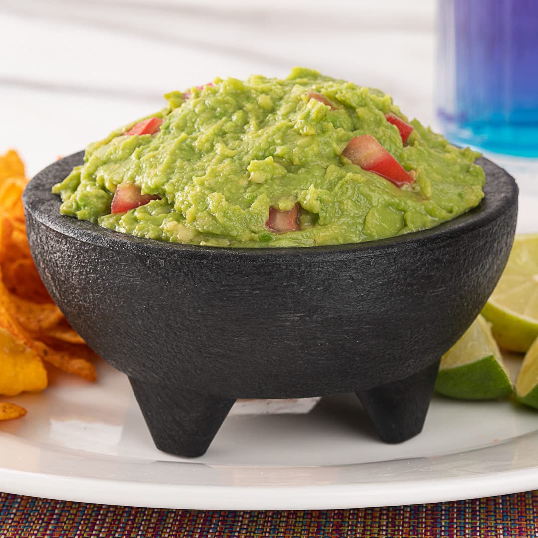 10oz Molcajete-Style Salsa Bowls - 3-Legged Black Plastic Serving Dishes | Microwave & Dishwasher Safe, Shatterproof | Perfect for Guacamole, Dips, Nuts, Candy & Condiments | Ideal for Parties, Mexican Cuisine & Everyday Use