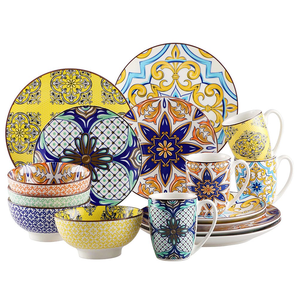Premium Casablanca Porcelain Dinnerware Set - 16-Piece Elegant Bone China Tableware for Formal Dining, Entertaining & Special Occasions