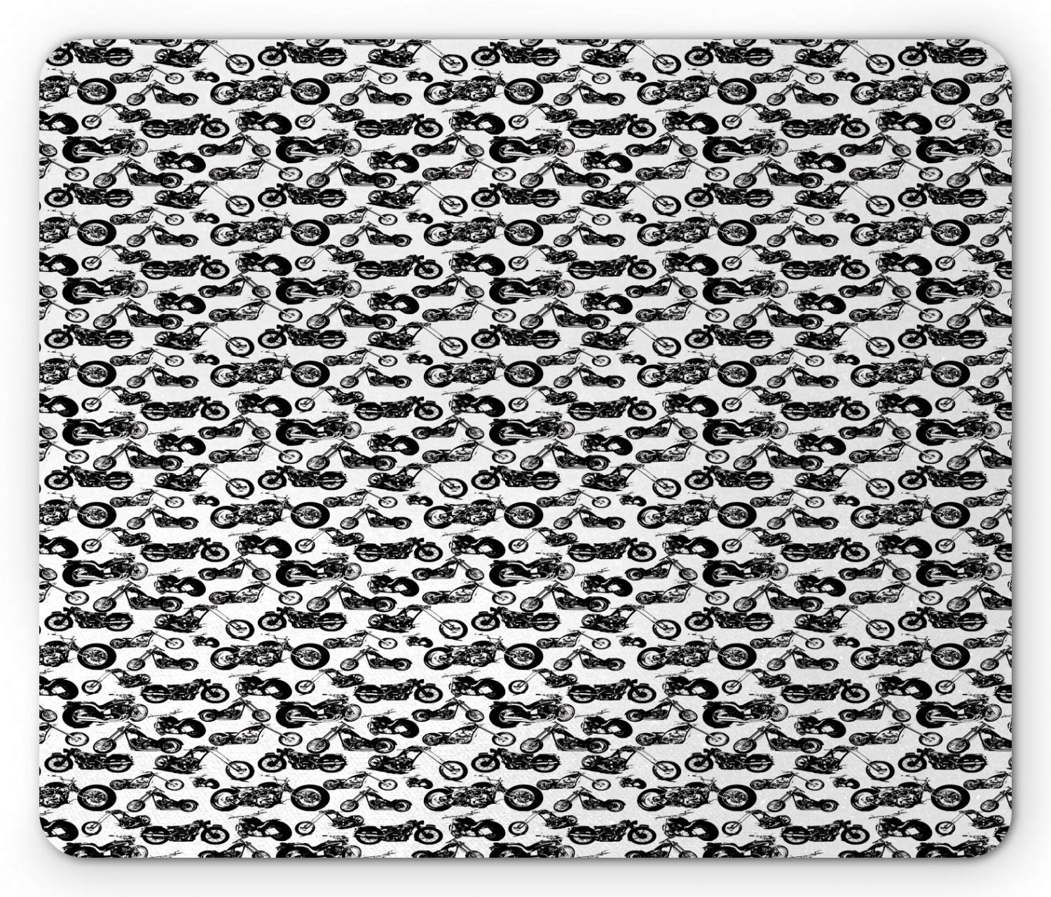Ambesonne Motorcycle Mouse Pad - Retro Chopper Pattern Non-Slip Rubber Mousepad, Black & White Motorbike Design for Adventure Cruising Theme | Perfect for Gaming, Office & Home Workspace