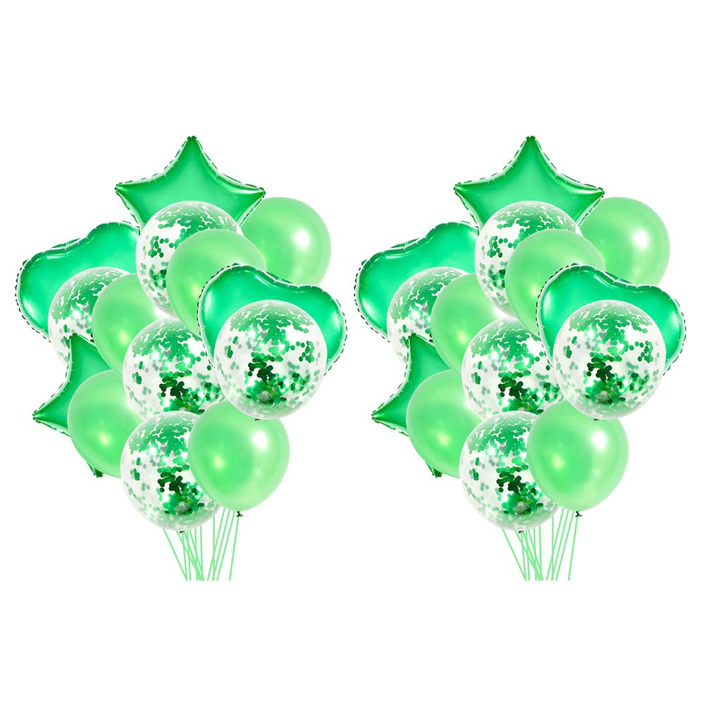 Amosfun 28-Piece 12-Inch Latex Balloon Set - 10 Green Latex Balloons, 10 Green Confetti Balloons & 8 Green Foil Balloons for Saint Patrick's Day Party Decorations | Perfect for Birthday Celebrations, Baby Showers & Holiday Events