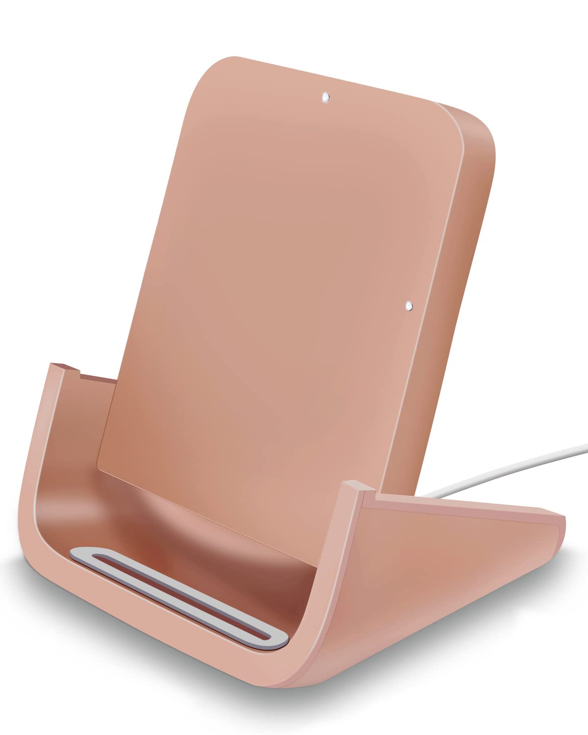 YUWISS 3-in-1 Wireless Charging Stand - 10W/7.5W/5W Fast Qi-Certified Charger for iPhone 15/14/13/12/11/X/8, Samsung Galaxy S22/S21/S9/S8, AirPods (Pink) | Bedside, Office & Travel Charging Station