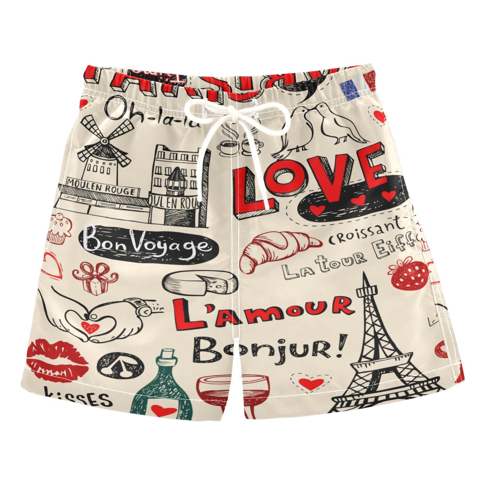 **Paris Elements Boys Swim Trunks - Quick Dry Swim Board Shorts for Kids & Toddlers (2T-8) - Perfect for Beach, Pool & Summer Water Play**