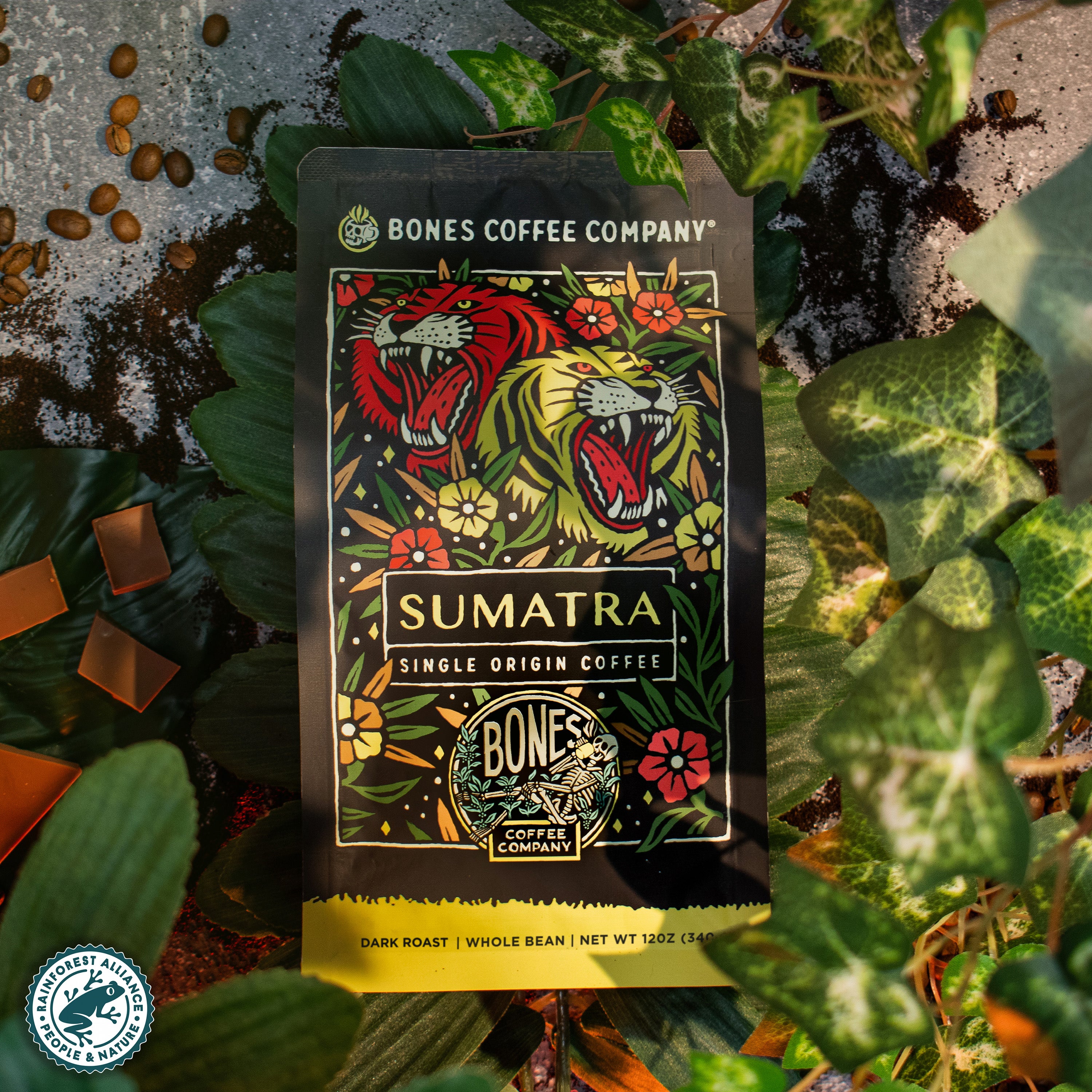 Sumatra Single Origin Coffee Beans - 12oz Bag | Premium Dark Roast, Rich & Bold Flavor | Perfect for Morning Brew, Office or Camping