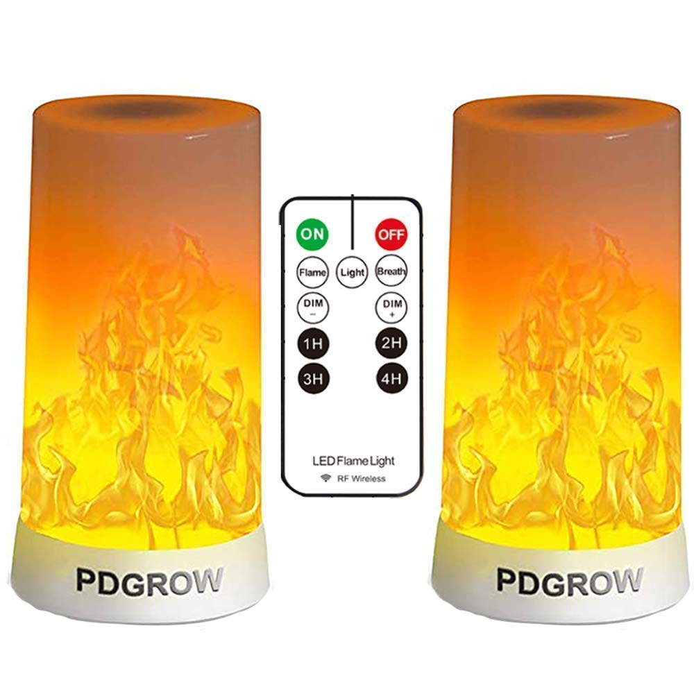 Flickering LED Flame Lights with Remote & Timer - 2 Pack Set for Fireplace, Halloween, Christmas Decorations and Party Ambiance